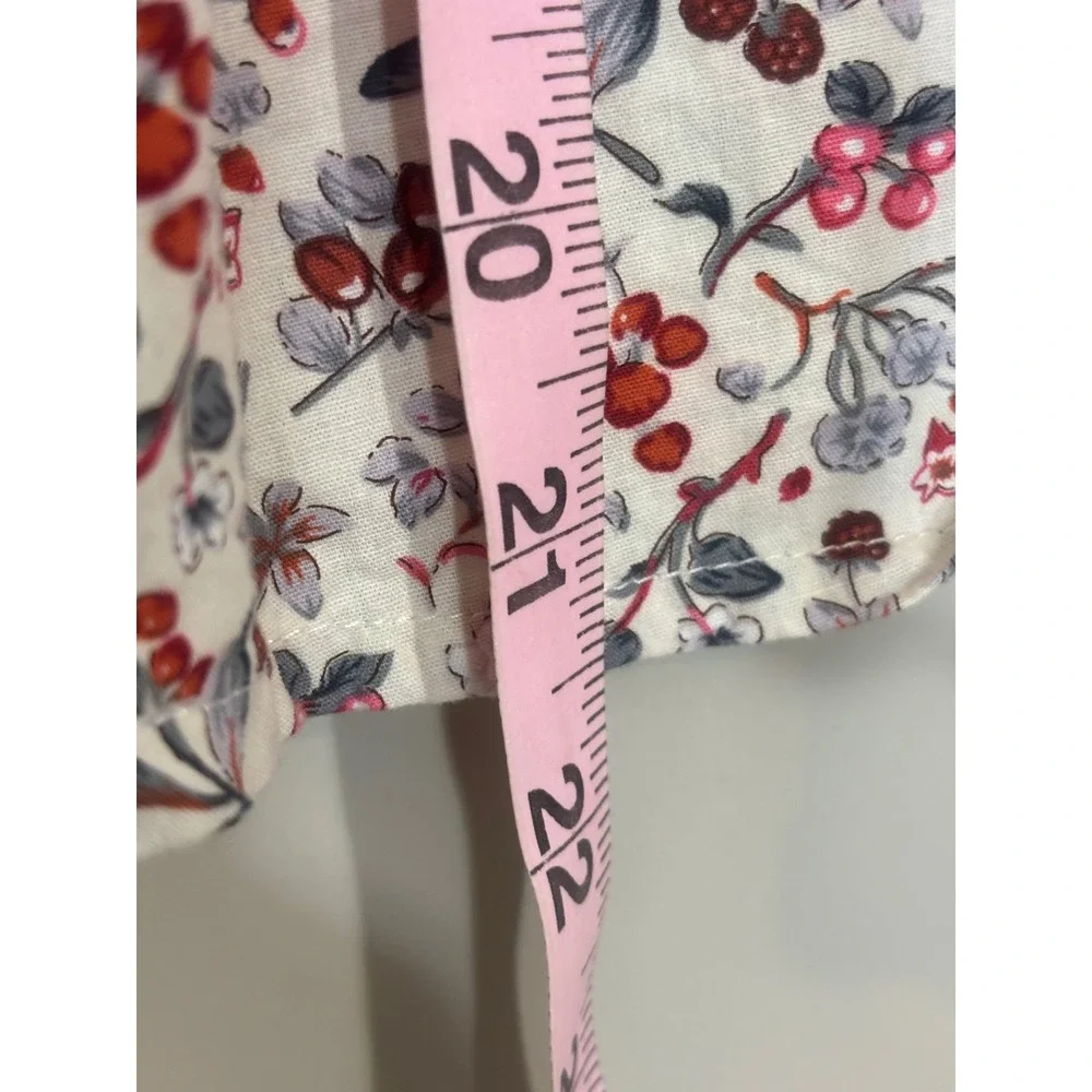 Girls Floral Berry Print Smocked Cotton Dress Peter Pan Collar Size 110 (5T)